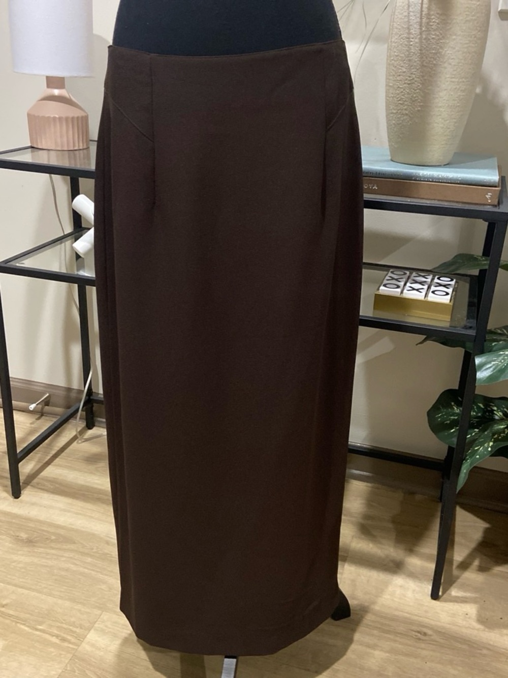 Sleek Chocolate Brown Maxi Skirt - Women's Straight Silhouette